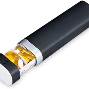 Pill Box 7 Day, Betife Daily Pill Organiser, Weekly Travel Tablet Organiser, Cute Pill Holder to Hold Vitamins, Medicines, Pills, Supplements (Black)
