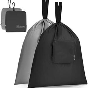 Travel Laundry bags, 2 Pack Dirty Laundry Travel Bag, Quatish Foldable Dirty Clothes Bag for Traveling, Washable and Small Laundry Bag with Handles for Suitcase, Gym, Camping