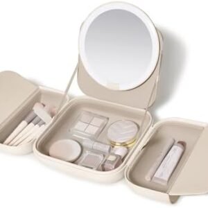 AMIRO M2 LumoCube Portable LED Bag Mirror with 5 Level Brightness, Makeup case Organizer with Mirror-White