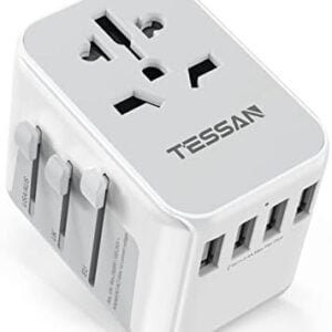 TESSAN Plug Adapter Worldwide with 4 USB and 1 AC Socket, International Travel Adapter UK to European Power Universal Plug Adaptor for EU USA Australia Thailand