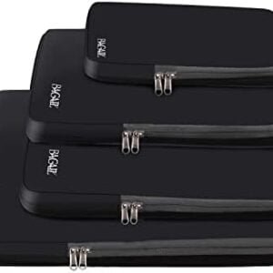 BAGAIL 4 Set/5 Set/6 Set Compression Packing Cubes Travel Accessories Expandable Packing Organizers, Black, M