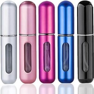 5 PCS Perfume Atomiser Bottles 5ml Refillable Spray Bottle Mini Underfill Empty Travel Bottle for Purse Handbag Pocket Luggage (01-Color)