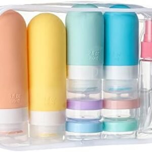 Depoza 16 Pack Travel Bottles Set - TSA Approved Leak Proof Silicone Squeezable Containers for Toiletries, Conditioner, Shampoo, Lotion & Body Wash Accessories (16 pcs/White Pack)