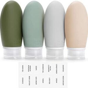 Opret 100ml Silicone Travel Bottle, 4 Pack Leak Proof Refillable Squeezable Containers with Lable 3.4oz for Shampoo, Conditioner and Toiletries, BPA Free and TSA Approved