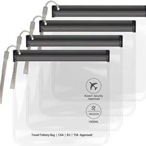 4PC Airport Security Liquids Bags 20X20 cm Clear TSA Approved Security Toiletry Bag Approved Hand Luggage Regulations Waterproof Liquids Wash Bags Travel Accessorie Holiday Essentials for Women/Men