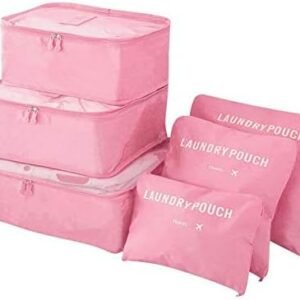 Vicloon Travel Organiser Packing Bags,6 PCS Travel Packing Cubes Set for Clothes Travel Luggage Organizers Storage Bags (Pink)