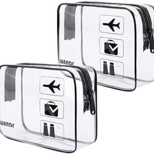 TSA Approved Clear Travel Toiletry Bag wih Zippers Carry-on Travel Accessories Quart Size Toiletries Cosmetic Pouch Makeup Bags for Men and Women (2 pcs Black-US)