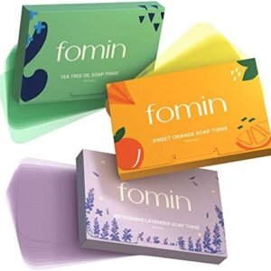 Fomin Soap Paper Premium 3-Pack (300 Soap Sheets) Portable Antibacterial Travel Size Soluble Paper Soap Sheets That Nourish Skin, Perfect for Camping, Hiking, Backpacking, Bathing & Kids Friendly