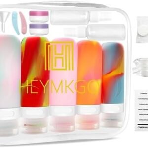 HEYMKGO Travel Bottles for Toiletries, 24 Pack Refillable Silicone Travel Containers Set, Leak-proof Squeezable Travel Toiletry Bottle Kit for Shampoo Conditioner Lotion Shower Gel - TSA Approved