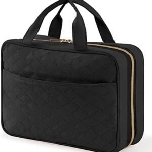 Lifewit Travel Toiletry Bag, Large Hanging Makeup Bag Organizer for Women, Transparent Travel Cosmetic Bag with Hanging Hook for Full Size Bottles, Vacation Essentials, Medium, Black