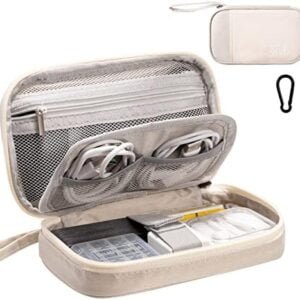 OrgaWise Accessories Bag Travel Electronics Organiser Cables Case for Power Bank, Charging Cable, Power Bank,Tablet, ect (S2-Beige)