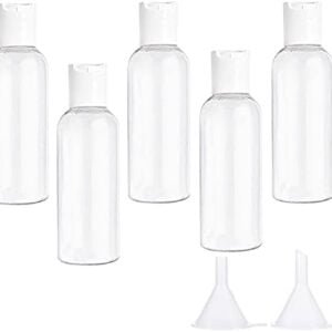 Qiuyan 5 Sets 100ml Plastic Bottles Empty Refillable Transparent Travel Bottles for Travel or Cosmetic - Clear