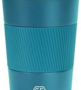 CS COSDDI Travel Mugs, Insulated Coffee Cup with Leakproof Lid - Reusable Coffee Cups Travel - Car Coffee Cup - Stainless Steel Coffee Mug for Hot and Cold Coffee Water and Tea (Blue-A, 380 ml)
