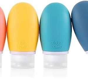 Silicone Travel Bottles,4 Pack 60ml Leak Proof Squeeze Refillable Portable Empty Travel Size Bottles Accessories Containers for Toiletries Shampoo Conditioner Lotion,BPA Free and TSA Approved