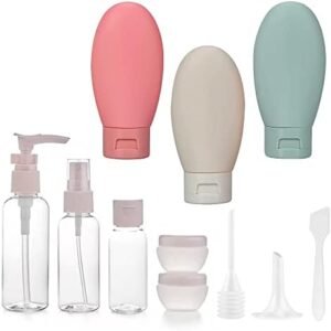 Travel Bottles for Toiletries 11 PCS Leak Proof, Refillable Squeezable Liquid Empty Containers Travel Containers with Bag