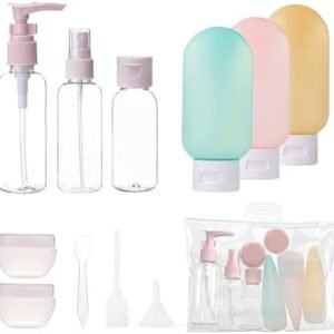 ojussa 11Pcs Travel Bottle Set for Toiletries Leak Proof Travel Bottles Travel Containers with Bag Squeezable Travel Accessories for Lotion Shampoo Conditioner Skincare