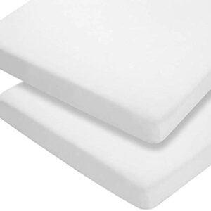 Dudu N Girlie Travel Cot Fitted Sheet 95 x 65 | White Travel Cot Sheets 95 x 65cm | Hypoallergenic Toddler Bed Sheet Breathable Easy Care | Junior Bed sheets (Pack of 2, White)