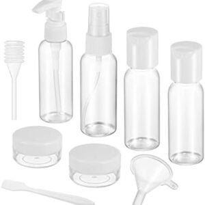 FANTESI Travel Bottles for Toiletries, 9 PCS Leak Proof Refillable Travel Containers Liquid Containers with Clear Toiletries Bag for Cosmetic Shampoo Lotion Makeup Shower Hand Soap