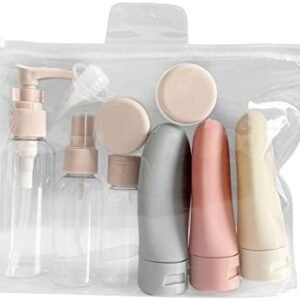Travel Bottles for Toiletries, 11 PCS Leak Proof Refillable Squeezable Containers Set, Empty Plastic Travel Size Bottles for Shampoo, Conditioner, Cosmetic, Shower Gel