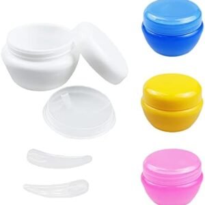 Travel Pots for Toiletries 4PCS 20ml Small Sample Pots Leak-proof Travel Cream Jars Small Containers with 2 Mini Spatulas for Cosmetics Creams Lotion, Blue, White, Pink, Yellow