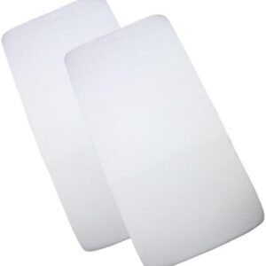 BabyPrem Baby Pack of 2 Fitted Cotton Travel Cot Sheets 95 x 65cm White