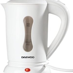 Deawoo 0.5L Plastic Travel Kettle with Auto Cut Off, Boil Dry Protection, Two White Cups Included, Lightweight and Portable with Concealed Heating Element