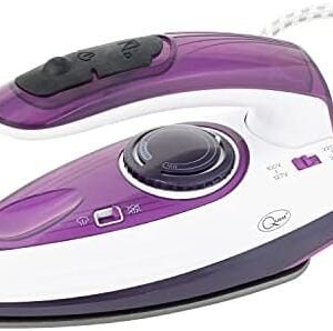 Quest 34030 1000W Travel Steam Iron / Collapsible Ergonomic Handle / 50ml Water Tank / Lightweight & Portable / Non-Stick Soleplate / Dual Voltage For Use At Home & Abroad