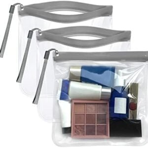 Clear Travel Toiletry Bags （No Printing, No Risk of Rejection Airport Security Liquids Bags 20x20cm, 1 Litre Meet The Criteria, 100% Waterproof and Leakproof