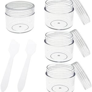 Small Plastic Containers with Lids 4PCS 20ml Wide Mouth Travel Pots for Toiletries Leakproof Sample Jars for Creams, Lotion, Cosmetics, Glitter Nail Art, Transparent