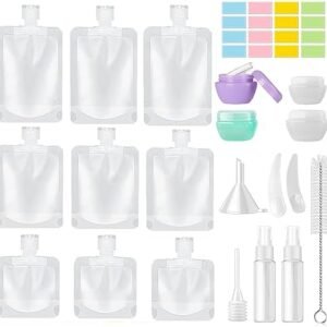 Travel Pouches for Toiletries, Light Portable Travel Fluid Makeup Packing Bags, Transparent Refillable Squeezable Travel Containers for Lotion/Shampoo/Face Cream/Hand Soap, Travel Bottles Accessories