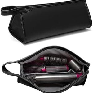 CECOMBINE PU Leather Travel Case Carrying Case Storage Bag Protective Case for Dyson Supersonic Hair Dryer, Portable Waterproof Dustproof Storage Bag Organizer for Dyson Airwrap Styler (Black)
