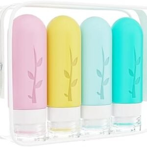 TEIVUL 4 Pack Silicone Travel Bottles for Toiletries, 90ml Portable Leak Proof Refillable Squeezable Containers, TSA Approved Size Containers Lotion Liquid Shampoo-BPA Free Accessories (Z03888-2)