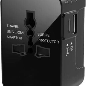 4T5T Universal Travel Adapter,Plug With (3.5A) 1USB & 1USB Type-C Port All in One Wall Charger With Universal AC Socket & Dual Safety Fuse, Universal Power Charging compatible with Smartphones