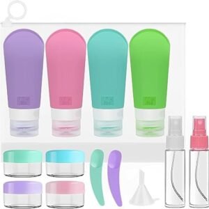 Anuige Travel Bottles,Travel Bottles for Toiletries,Leak Proof Refillable Silicone Travel Containers,Travel Containers for Shampoo Conditioner Lotion Body Wash(14 Pack)