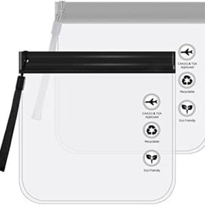 Bepilesto Clear Travel Toiletry Bag TSA Approved, Portable Airport Liquid Bags - Perfect for Men and Women (2, Black/Grey)