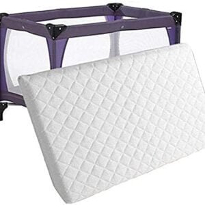 Travel Cot Mattress 95 x 65 x 5cm - Fully Breathable/Removable Anti Allergenic Quilted Cover - Toddler Bedding Nursery Protector