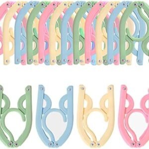 Portable Clothes Hangers, 16 PCS Portable Folding Plastic Clothes Hangers Magic Folding Coat Racks Travel Hanger for Home Travel Outdoor Camping Hiking 4 Colors