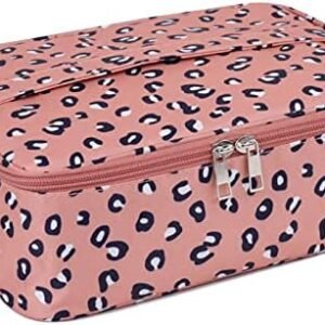 Travel Makeup Bag Large Cosmetic Bag Make up Case Organizer for Women (Leopard)